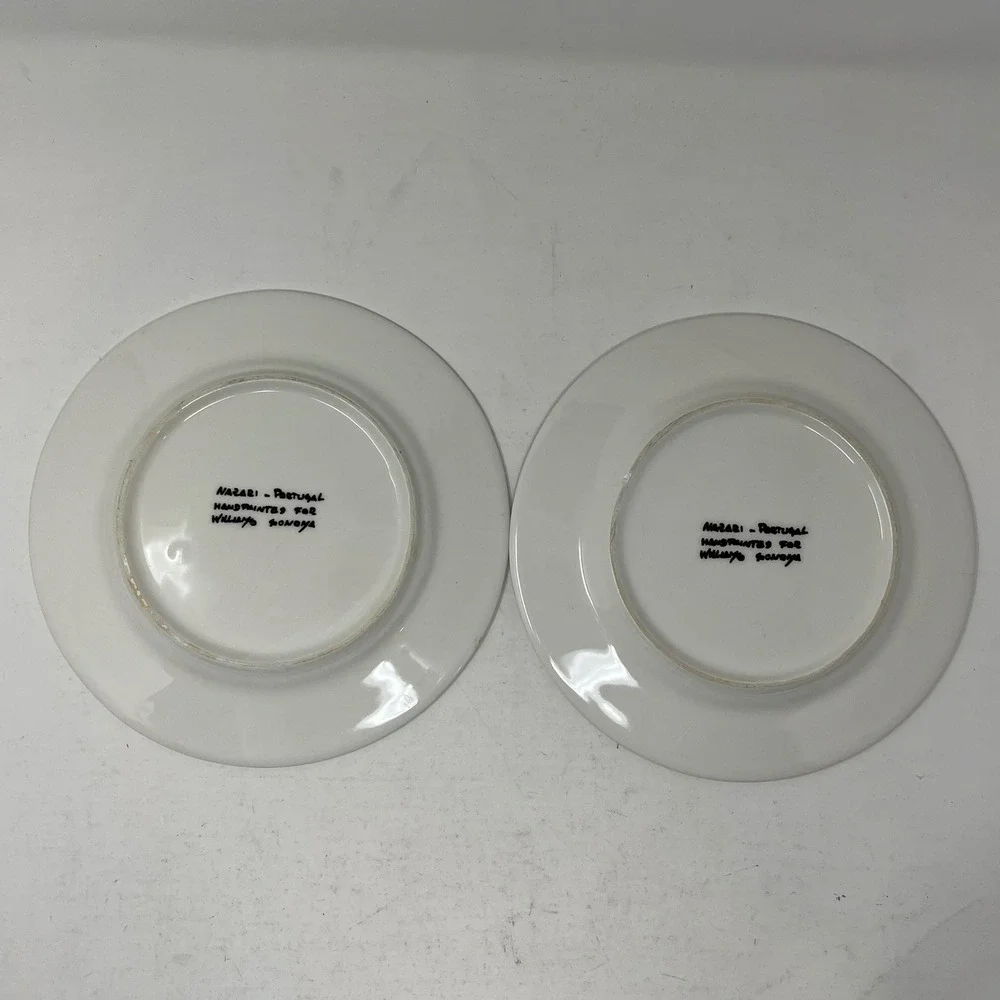 Williams Sonoma Nazari Portugal Handpainted Castle Plates Set of 2 Bread Butter